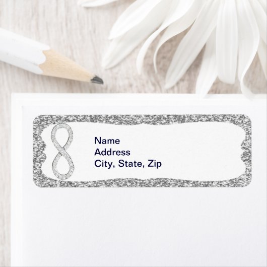 Silver Glitzer Diamond Infinity Address Labels (Insitu)