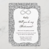 Silver Glitzer Diamond Infinity Bridesmaid Card Einladung (Vorne/Hinten)