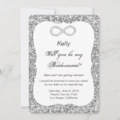 Silver Glitzer Diamond Infinity Bridesmaid Card Einladung (Vorderseite)