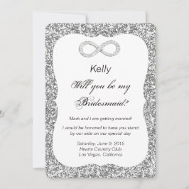 Silver Glitzer Diamond Infinity Bridesmaid Card Einladung