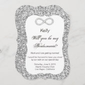 Silver Glitzer Diamond Infinity Bridesmaid Card Einladung (Vorne/Hinten)