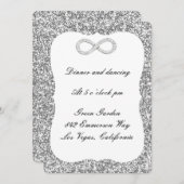 Silver Glitzer Diamond Infinity Empfang Card Einladung (Vorne/Hinten)