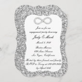 Silver Glitzer Diamond Infinity Engagement Party Einladung (Vorne/Hinten)