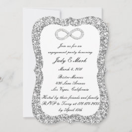 Silver Glitzer Diamond Infinity Engagement Party Einladung
