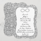 Silver Glitzer Diamond Infinity Junggeselinnen-Abs Einladung (Vorne/Hinten)