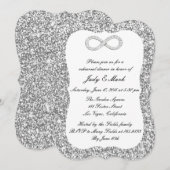 Silver Glitzer Diamond Infinity Probe Dinner Einladung (Vorne/Hinten)