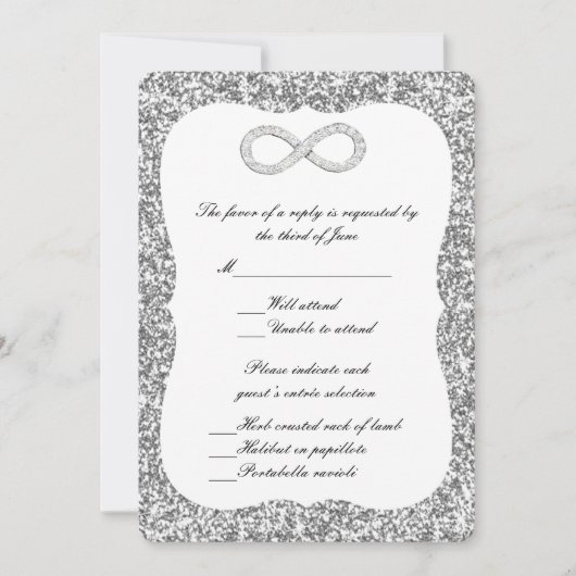 Silver Glitzer Diamond Infinity Response Card Einladung (Vorderseite)