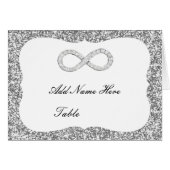 Silver Glitzer Diamond Infinity Table Platzkarte (Vorderseite (Horizontal))