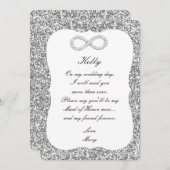 Silver Glitzer Diamond Infinity Trauzeugin Card Einladung (Vorne/Hinten)