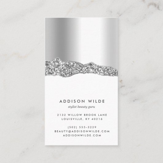 Silver Glitzer Diamond Jewelier Earring Display Visitenkarte (Rückseite)