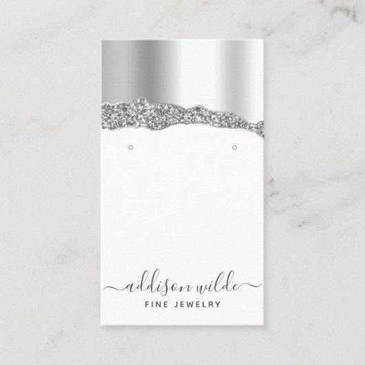 Silver Glitzer Diamond Jewelier Earring Display Visitenkarte (Vorderseite)