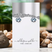 Silver Glitzer Diamond Jewelier Earring Display Visitenkarte