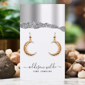 Silver Glitzer Diamond Jewelier Earring Display Visitenkarte