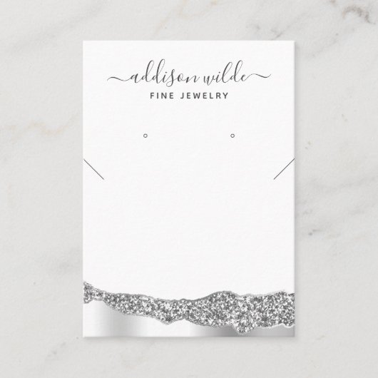 Silver Glitzer Diamond Necklace Earring Display Visitenkarte (Vorderseite)