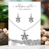 Silver Glitzer Diamond Necklace Earring Display Visitenkarte