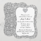 Silver Glitzer Diamond Probe Abendessen Einladung (Vorne/Hinten)