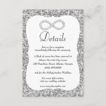 Silver Glitzer Diamond Unendlichkeit Hochzeitsdeta