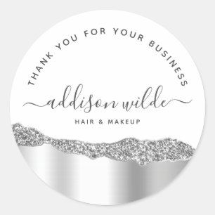 Silver Glitzer Diamonds Business Vielen Dank Runder Aufkleber