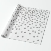 Silver Glitzer Diamonds Dots Confetti White Geschenkpapier (Ungerollt)