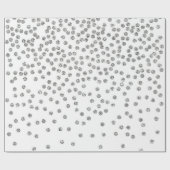 Silver Glitzer Diamonds Dots Confetti White Geschenkpapier (Flach)
