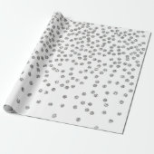 Silver Glitzer Diamonds Dots Confetti White Geschenkpapier (Ungerollt)
