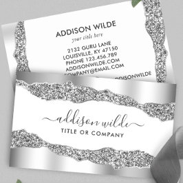 Silver Glitzer Diamonds Glam Beruflich Visitenkarte