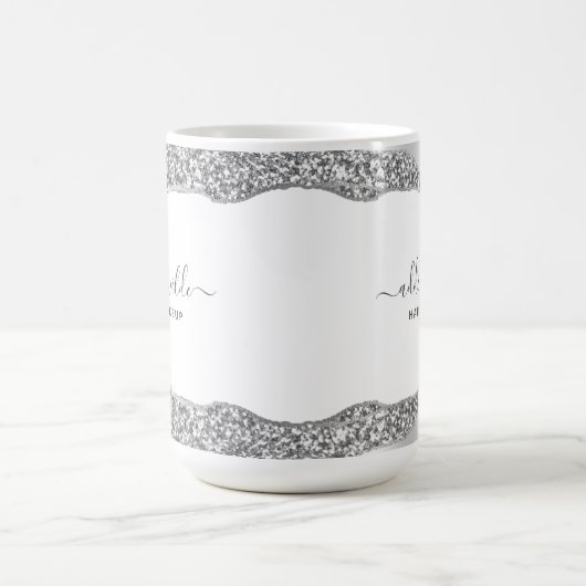 Silver Glitzer Diamonds Glam Business Kaffeetasse (Mittel)