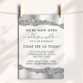 Silver Glitzer Diamonds Glam Business Opening Flyer