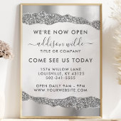 Silver Glitzer Diamonds Glam Business Opening Flyer