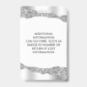 Silver Glitzer Diamonds Glam Elegantes ID-Abzeiche Ausweis (Rückseite)