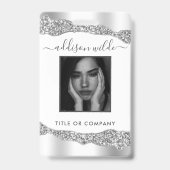Silver Glitzer Diamonds Glam Elegantes ID-Abzeiche Ausweis (Vorderseite)
