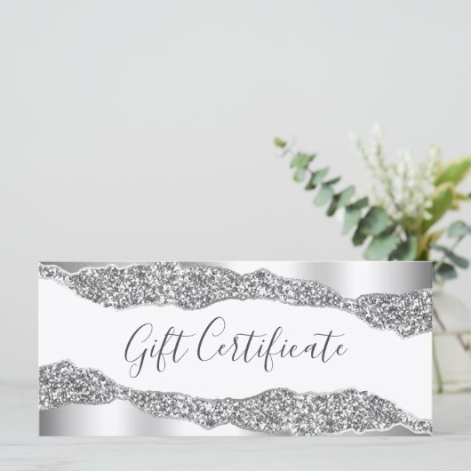 Silver Glitzer Diamonds Glam Geschenkgutschein (Stehend Vorderseite)