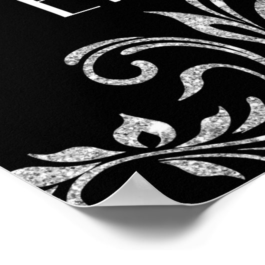 Silver Glitzer Diamonds Herzlich willkommen bei un Poster (Ecke)