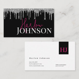 Silver Glitzer Die Signatur wird getarnt Hot Pink Visitenkarte