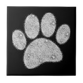 Silver Glitzer Dog Pawprint Fliese (Vorderseite)