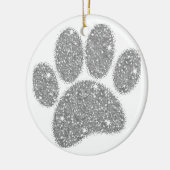 Silver Glitzer Dog Pawprint Keramik Ornament (Links)