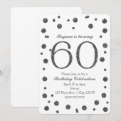 Silver Glitzer Dots 60. 60 Geburtstagsparty Einladung (Vorne/Hinten)