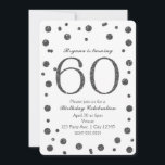Silver Glitzer Dots 60. 60 Geburtstagsparty Einladung<br><div class="desc">Silver Glitzer Dots 60. 60 Geburtstagsparty Einladungen.</div>