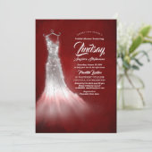 Silver Glitzer Dress Burgundy Red Brautparty Einladung (Stehend Vorderseite)