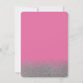 Silver Glitzer Dress Girl Chic Fuschia Einladung (Rückseite)