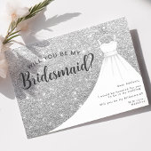 Silver Glitzer Dress wirst du meine Bridesmaid sei Einladung