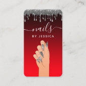 Silver Glitzer Drilling Glam Nail Artist QR Code Visitenkarte (Vorderseite)