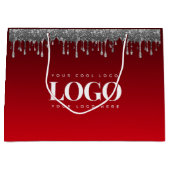 Silver Glitzer Drilling Glam Red Add Business Logo Große Geschenktüte (Vorderseite)