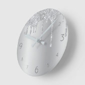 Silver Glitzer Drilling over Shiny Metallic Runde Wanduhr (Winkel)