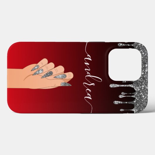 Silver Glitzer Driving Glam Nail Artist Beauty Case-Mate iPhone Hülle (Rückseite (Horizontal))