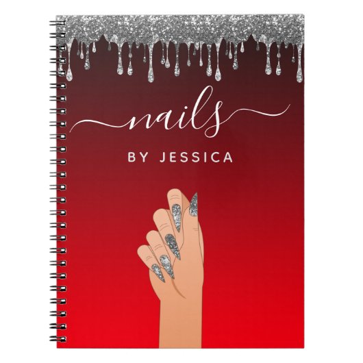 Silver Glitzer Driving Glam Nail Artist Beauty Notizblock (Vorderseite)