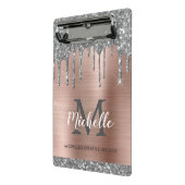 Silver Glitzer Driving Rose Gold Monogram Mini Klemmbrett (Gewinkelt2)