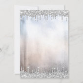 Silver Glitzer Drops Eiffelturm Quinceanera Einladung (Rückseite)