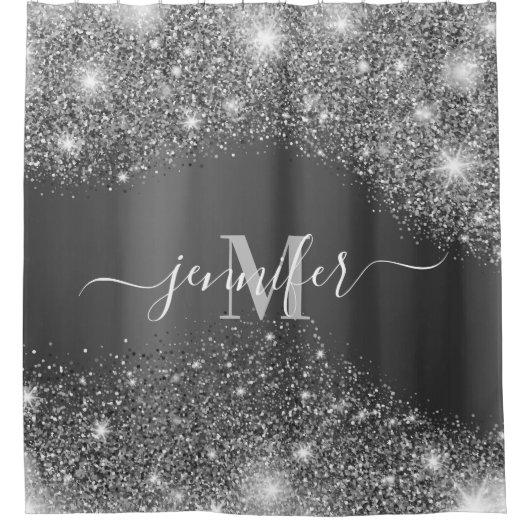Silver Glitzer Duschvorhang (Vorderseite)