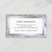 Silver Glitzer Dusty Blue Marble Makeup Artist Visitenkarte (Rückseite)